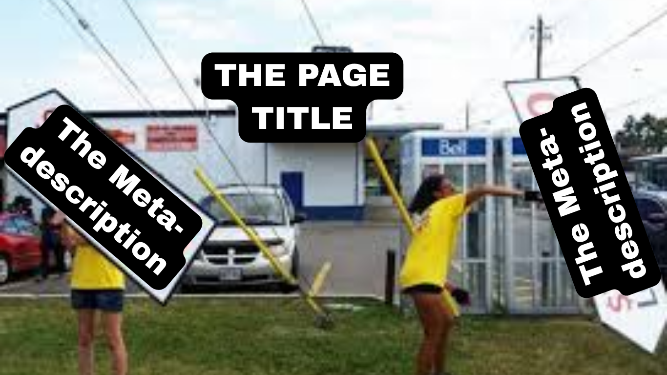 A visual aid for how a Website's Page Title and Meta-description works together on the internet. 